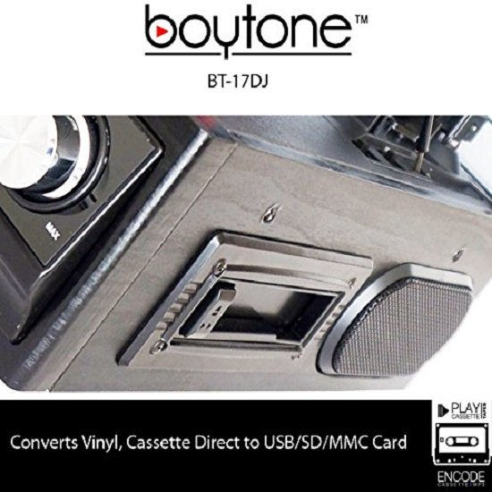 BOYTONE BT-17DJB-C 3-Speed Stereo Turntable with Built in Speakers Digital LCD Displ