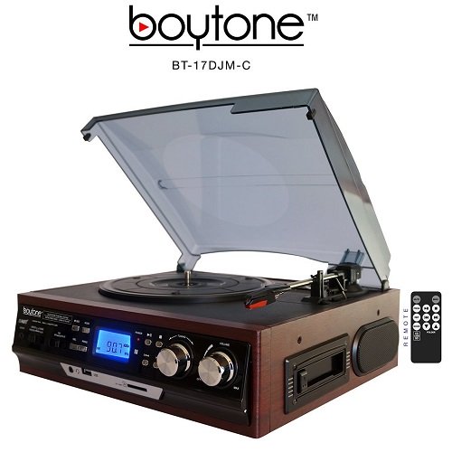 Boytone BT-17DJM-C 3-speed Stereo Turntable, 2 Built in Speakers Digital LCD Display