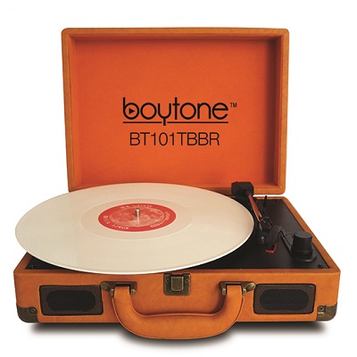 Boytone BT-101TBBR Turntable Portable Suitcase Style Belt-Drive 3-speed with FM Radi