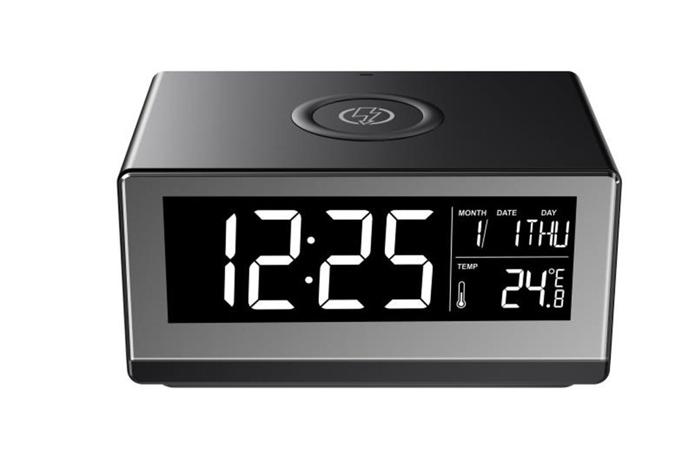 Boytone BT-12B Fast Wireless Charging Digital Alarm Clock with Temperature & Calendar Display, Bed Light