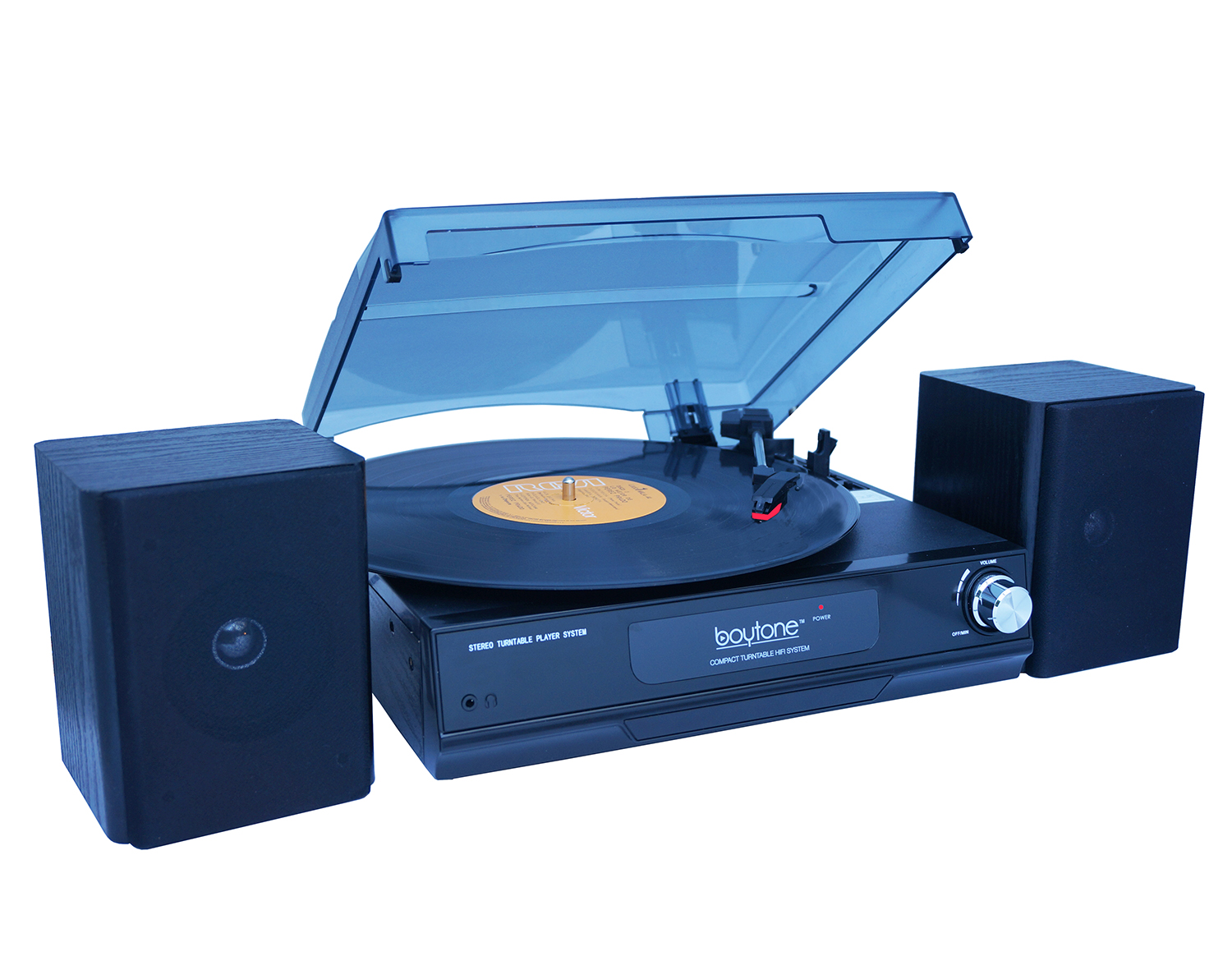 Boytone BT-14TBB-SP 3 Speed Stereo 33/45/78 RPM Turntable with 2 detachable Speakers