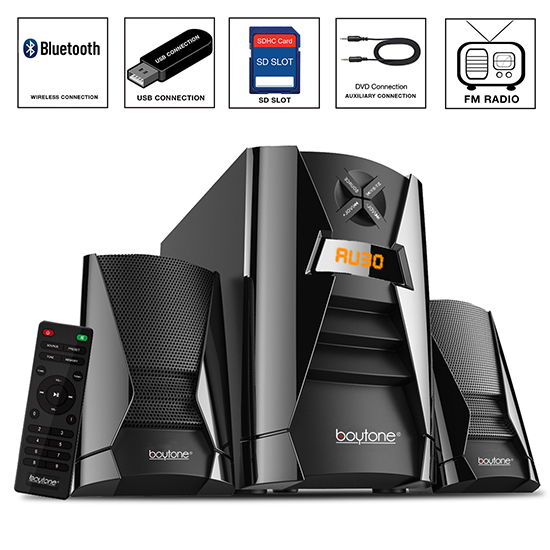 Boytone BT-222F, Wireless Bluetooth 2.1 Multimedia 40 watts, Powerful Bass System wi Boytone BT-222F, Wireless Bluetooth 2.1 Multimedia 40 watts, Powerful Bass System wi