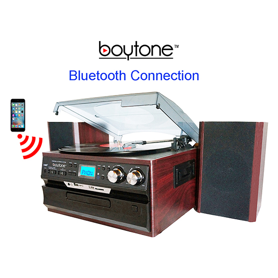 Boytone BT-24DJM Turntable with Bluetooth Connection, 3 Speed 33, 45, 78 Rpm, CD, Ca Boytone BT-24DJM Turntable with Bluetooth Connection, 3 Speed 33, 45, 78 Rpm, CD, Ca