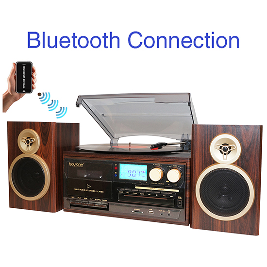 Boytone BT-28SPM, Bluetooth Classic Style Record Player Turntable with AM/FM Radio, Boytone BT-28SPM, Bluetooth Classic Style Record Player Turntable with AM/FM Radio,