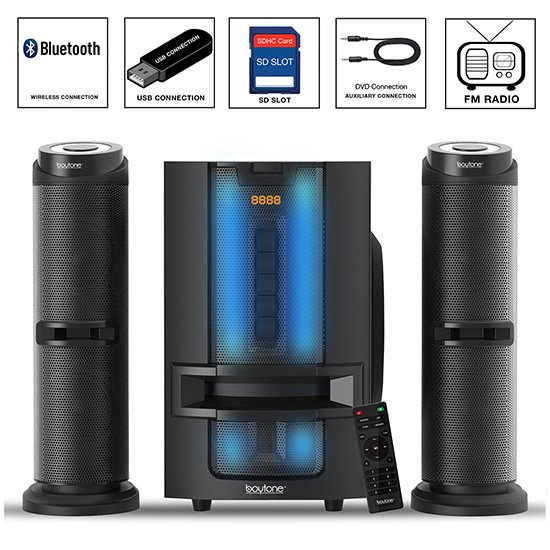 Boytone BT-426F, 2.1 Bluetooth Powerful Home Theater Speaker System, with FM Radio, Boytone BT-426F, 2.1 Bluetooth Powerful Home Theater Speaker System, with FM Radio,
