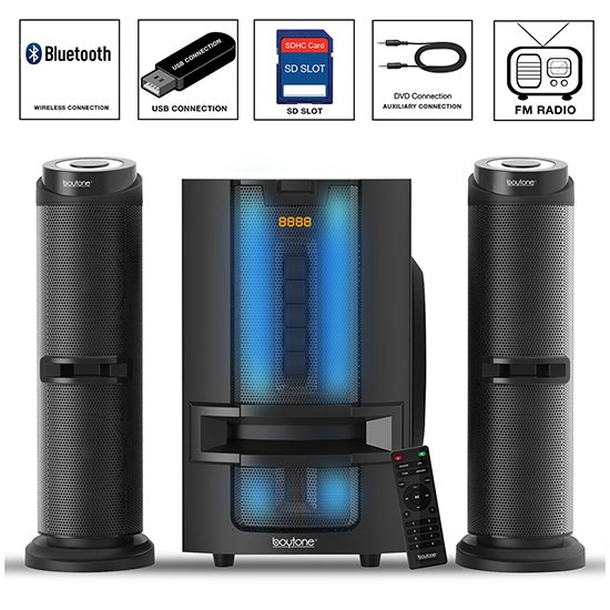 Boytone BT-426F, 2.1 Bluetooth Powerful Home Theater Speaker System, with FM Radio,