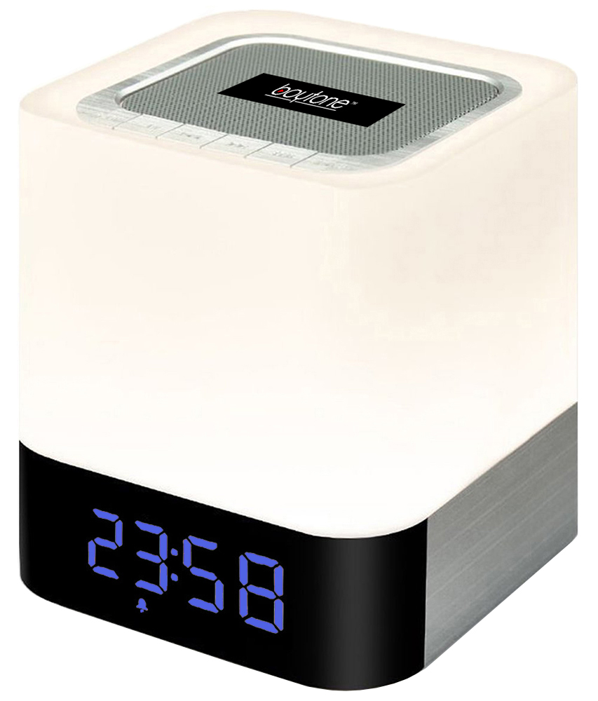 Boytone BT-84CB Portable FM Radio Alarm Clock Wireless Bluetooth 4.1 Speaker, 3-Way