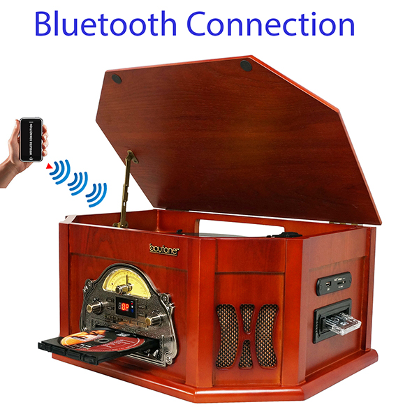Boytone BT-25CH 8-in-1 Natural Wood Classic Turntable Stereo System with Bluetooth C Boytone BT-25CH 8-in-1 Natural Wood Classic Turntable Stereo System with Bluetooth C