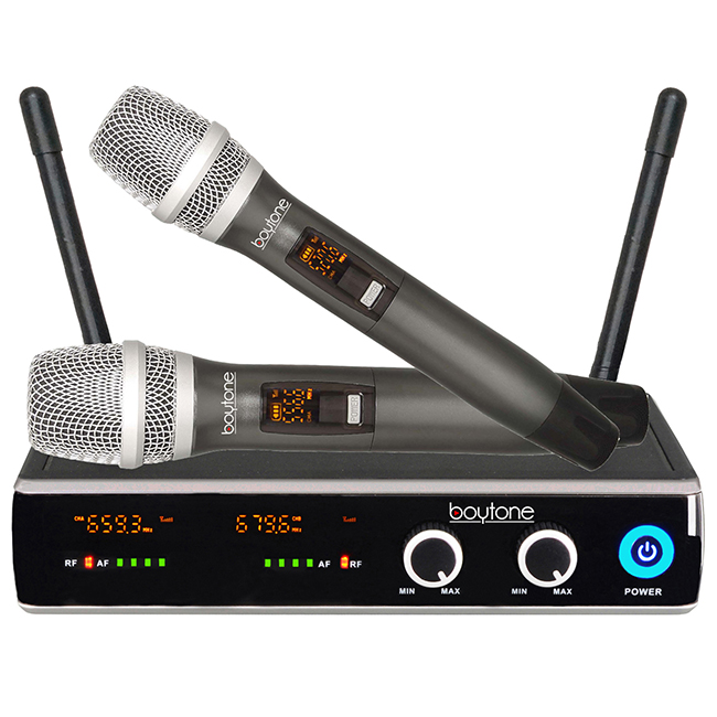 Boytone BT-102UM UHF Digital Wireless Microphone System  Dual Fixed Frequency Wireless Mic Receiver