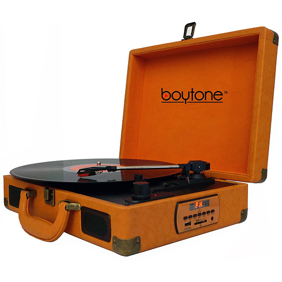 Boytone BT-101TBBR Turntable Portable Suitcase Style Belt-Drive 3-speed with FM Radi