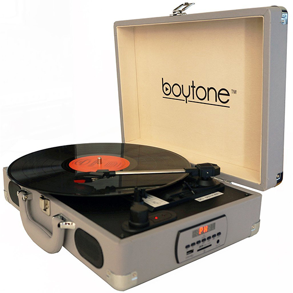 Boytone BT-101TBGR Turntable Portable Suitcase Style Belt-Drive 3-speed with FM Radi Boytone BT-101TBGR Turntable Portable Suitcase Style Belt-Drive 3-speed with FM Radi