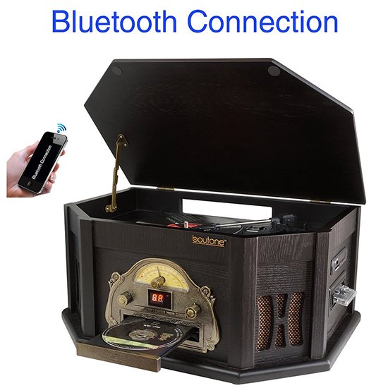 8-in-1 Boytone BT-25BK with Bluetooth Connection Natural wood Classic Turntable Ster 8-in-1 Boytone BT-25BK with Bluetooth Connection Natural wood Classic Turntable Ster