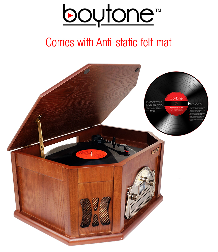 8-in-1 Boytone BT-25MB with Bluetooth Connection Natural wood Classic Turntable Ster 8-in-1 Boytone BT-25MB with Bluetooth Connection Natural wood Classic Turntable Ster