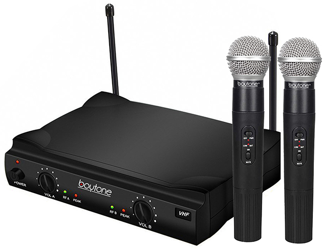 Boytone BT-42VM Dual Channel Wireless Microphone System - VHF Fixed Dual Frequency Wireless Mic Receiver