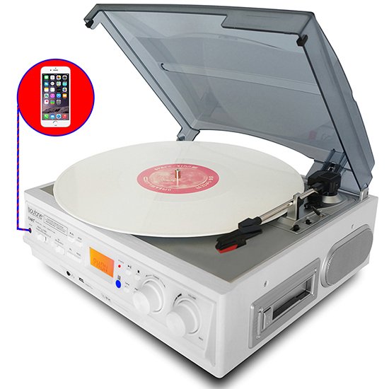 Boytone BT-37WT-C White Color Limited Edition 3-Speed Stereo Turntable, 2 Built-In S Boytone BT-37WT-C White Color Limited Edition 3-Speed Stereo Turntable, 2 Built-In S
