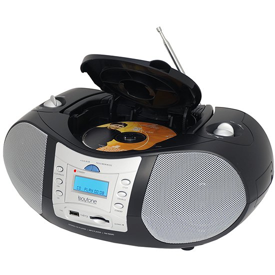 Boytone BT-6B CD Boombox Black Edition Portable Music System with CD Player & USB/SD