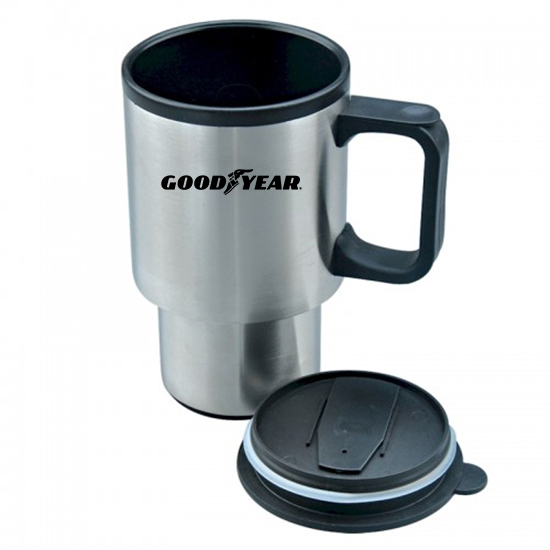 Goodyear 12V Stainless Steel Travel Coffee Mug Cup Heated Thermos