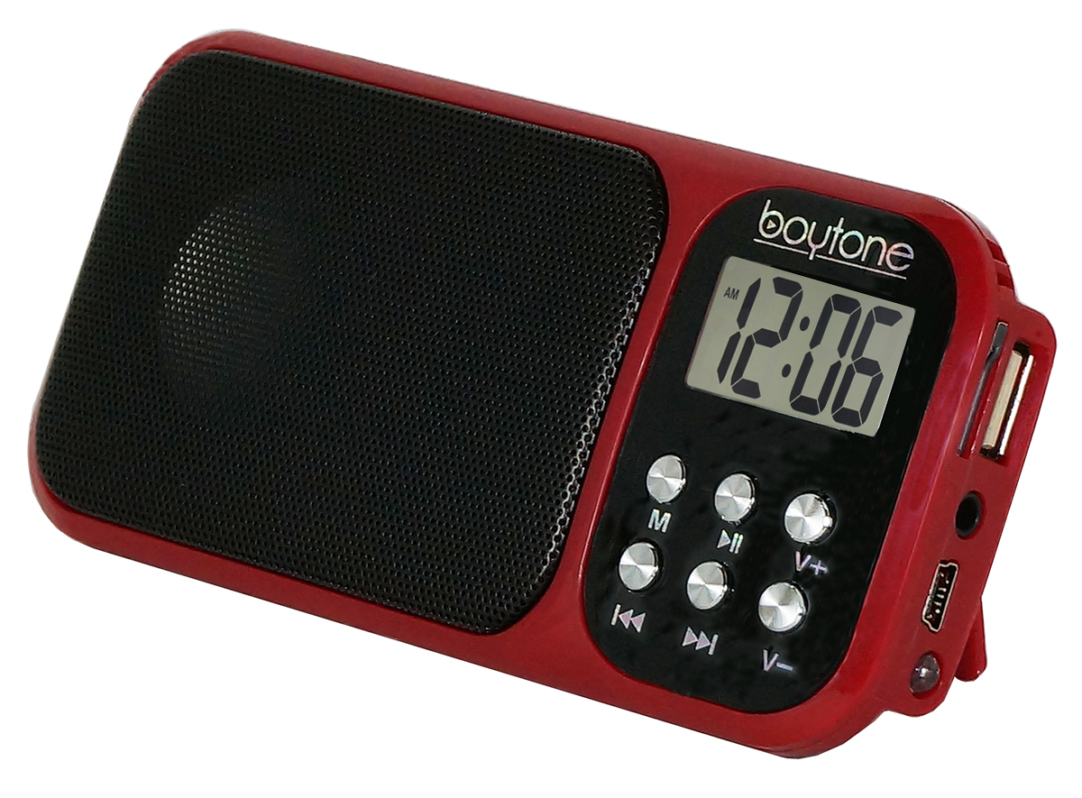 Boytone BT-92R Portable FM Transistor Clock Radio Alarm, Countdown timer, Built-in S