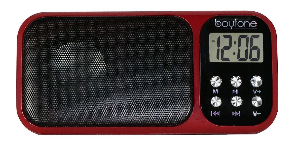 Boytone BT-92R Portable FM Transistor Clock Radio Alarm, Countdown timer, Built-in S