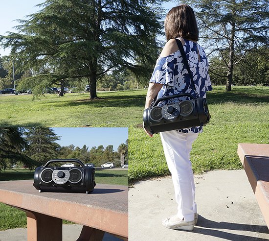 Boytone BT-18BK Portable Bluetooth Boombox Speaker, Indoor/Outdoor 2.1 Hi-Fi Cylinder Loud Sound Built-in 5"