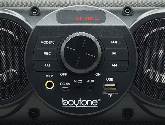 Boytone BT-18BK Portable Bluetooth Boombox Speaker, Indoor/Outdoor 2.1 Hi-Fi Cylinder Loud Sound Built-in 5"