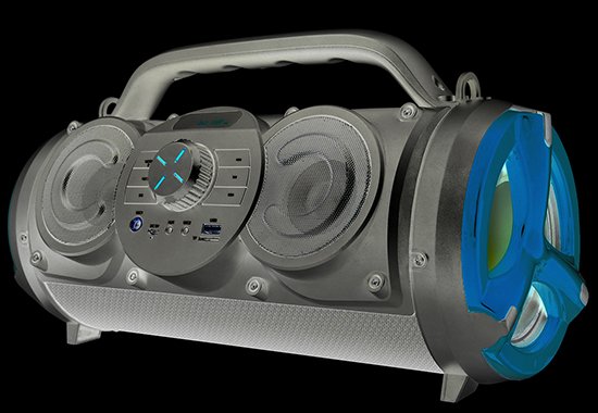 Boytone BT-18RG Portable Bluetooth Boombox Speaker, Indoor/Outdoor 2.1 Hi-Fi Cylinder Loud Sound Built-in 5\"