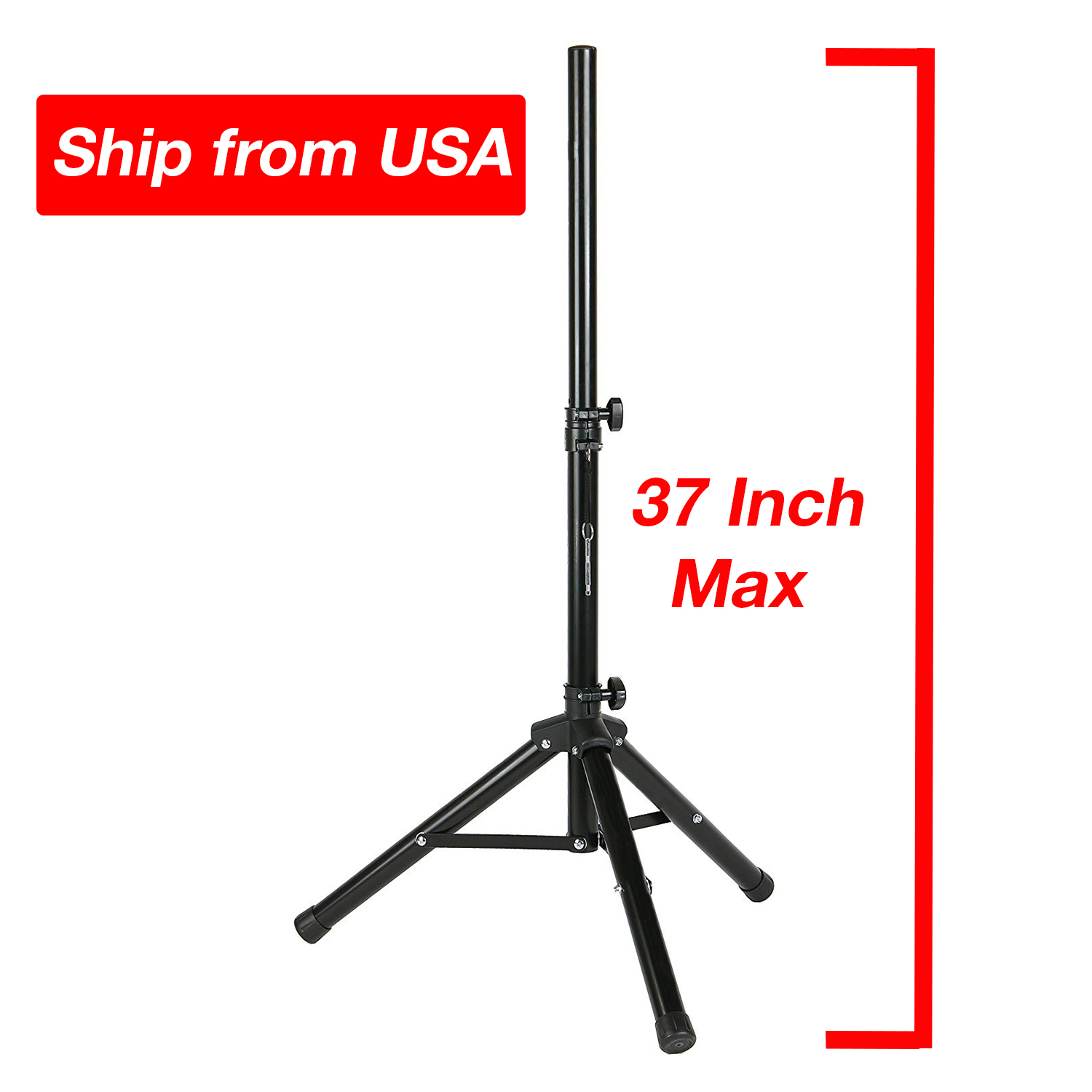 Universal Speaker DJ Stand Mount Holder - Heavy Duty Tripod w/ Adjustable Height from 24 to 37 and 35mm Compatible