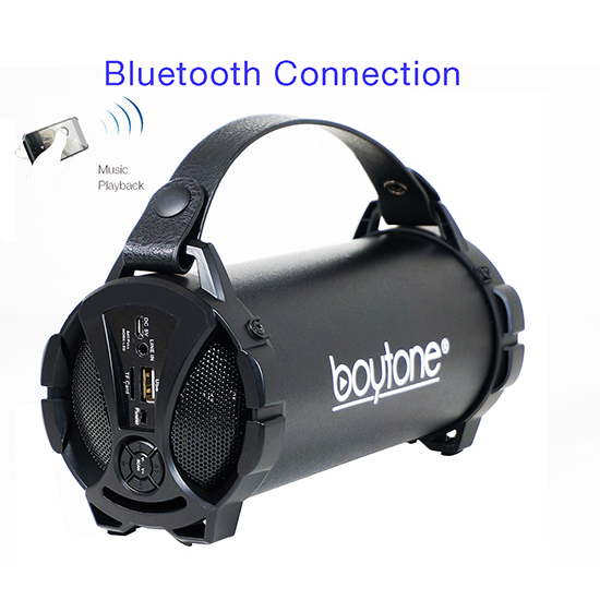 Boytone BT-38BK Portable Bluetooth Indoor/Outdoor Speaker 2.1 Hi-Fi Cylinder Loud Speaker with Built-in 2x3 Sub