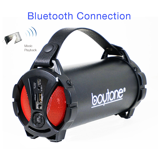 Boytone BT-38RD Portable Bluetooth Indoor/Outdoor Speaker 2.1 Hi-Fi Cylinder Loud Speaker with Built-in 2x3 Sub