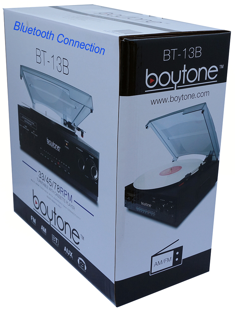 Boytone BT-13B with Bluetooth Connection 3-Speed Stereo Turntable Belt Drive 33/45/7