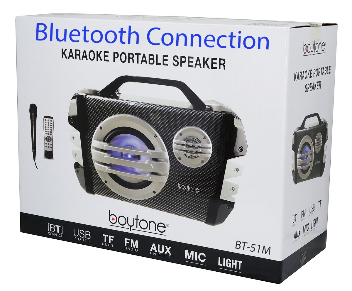 Boytone BT-51M Portable Audio karaoke Bluetooth PA Speaker System with Microphone, F