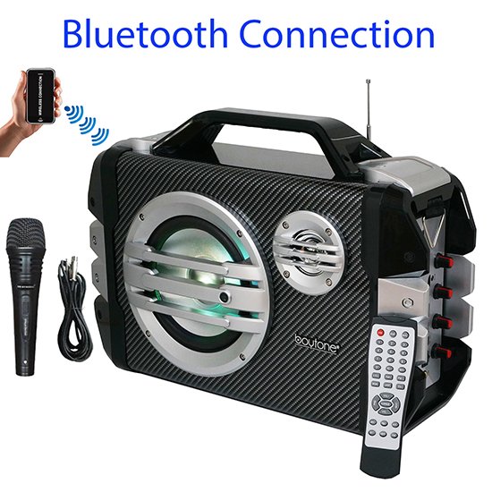 Boytone BT-51M Portable Audio karaoke Bluetooth PA Speaker System with Microphone, F