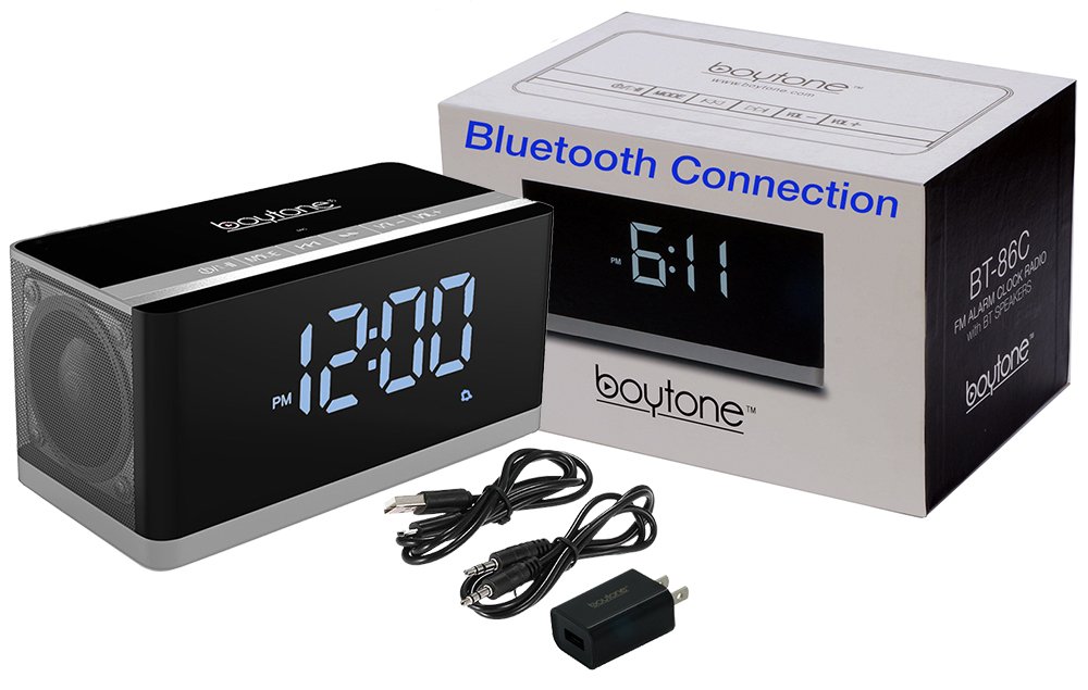 Boytone BT-86C Bluetooth 4.1 Portable Alarm Clock Radio Wireless Speaker, Digital FM