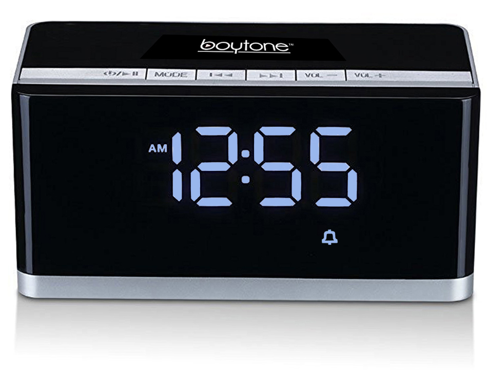 Boytone BT-86C Bluetooth 4.1 Portable Alarm Clock Radio Wireless Speaker, Digital FM