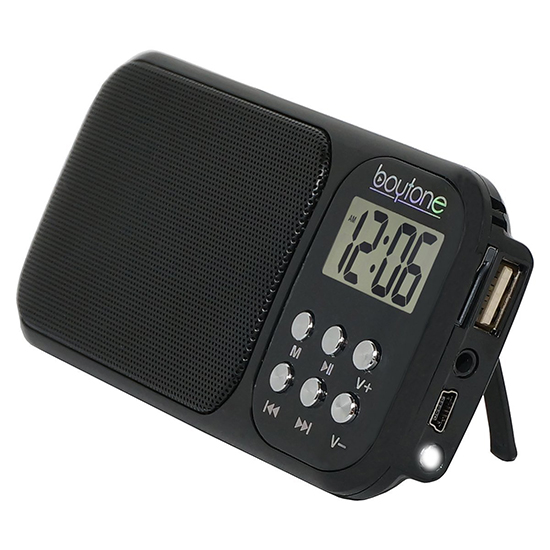 Boytone BT-92B Portable FM Transistor Clock Radio Alarm, Countdown timer, Built-in S