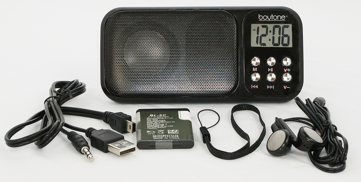 Boytone BT-92B Portable FM Transistor Clock Radio Alarm, Countdown timer, Built-in S