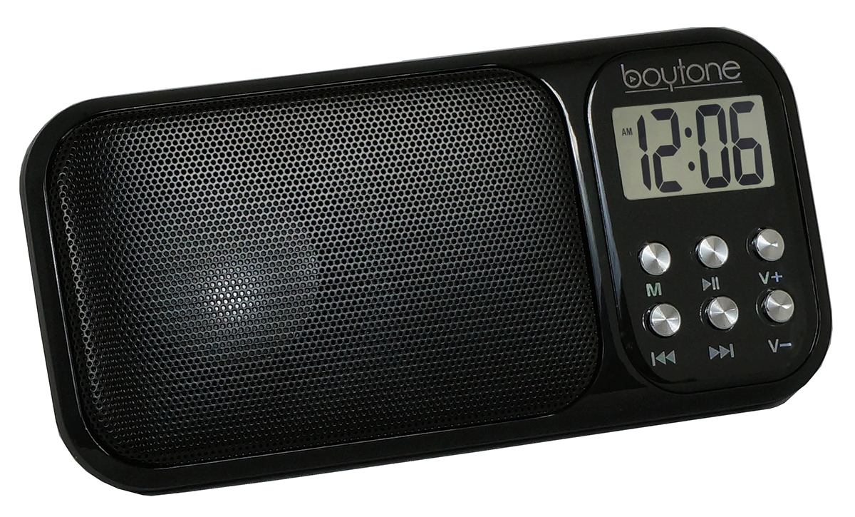 Boytone BT-92B Portable FM Transistor Clock Radio Alarm, Countdown timer, Built-in S