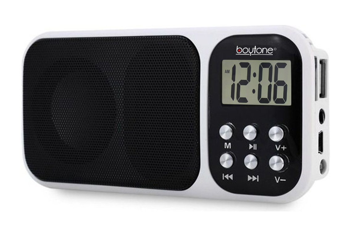 Boytone BT-92W Portable FM Transistor Clock Radio