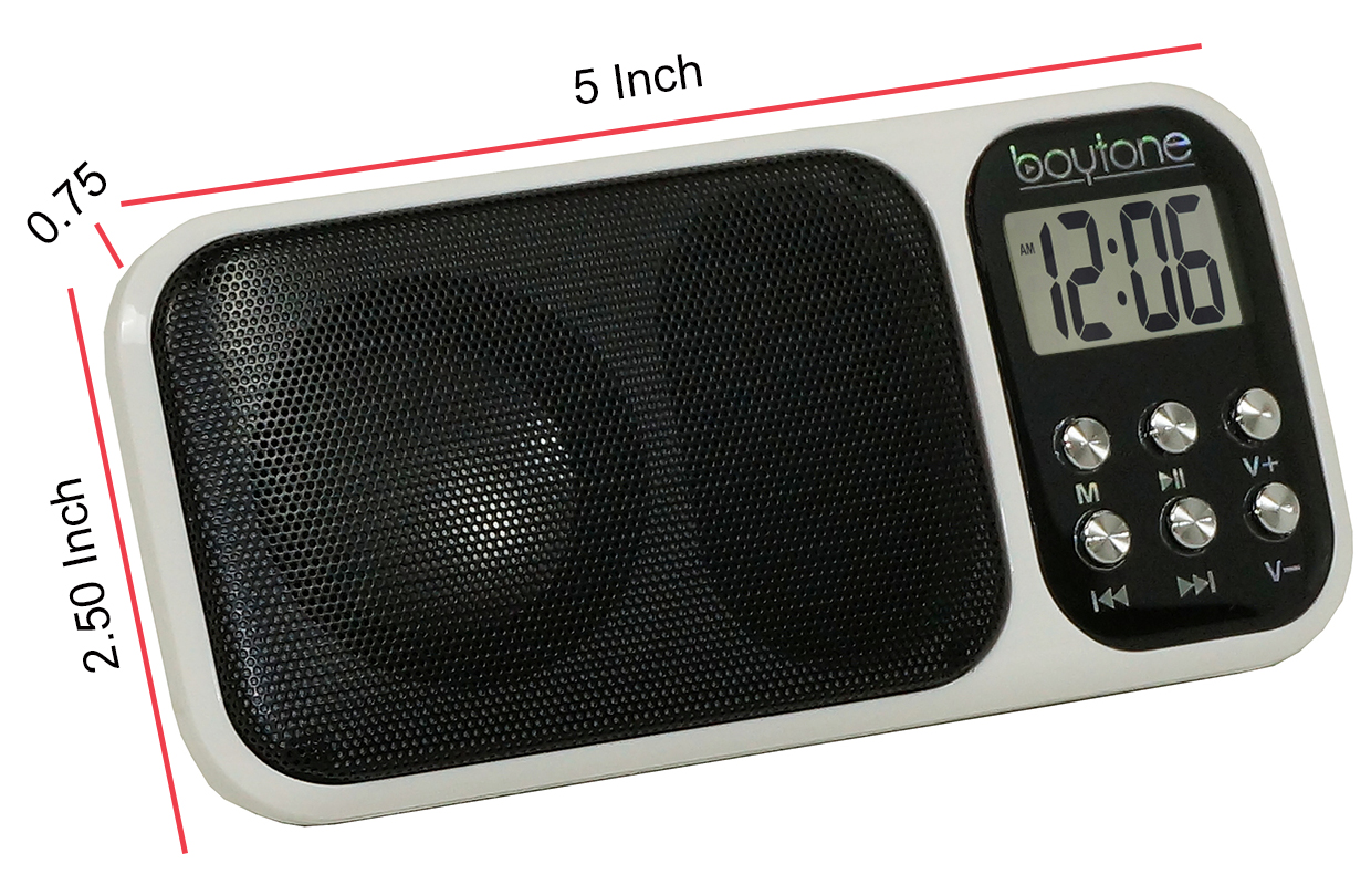 Boytone BT-92W Portable FM Transistor Clock Radio