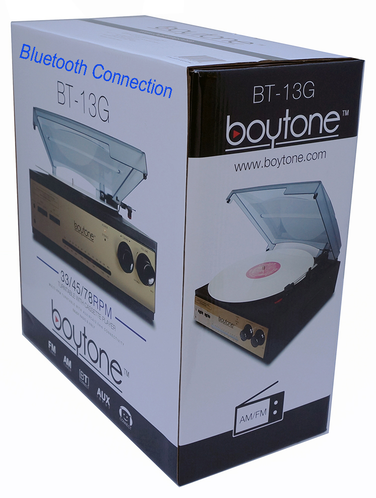 Boytone BT-13G with Bluetooth Connection 3-Speed Stereo Turntable Belt Drive