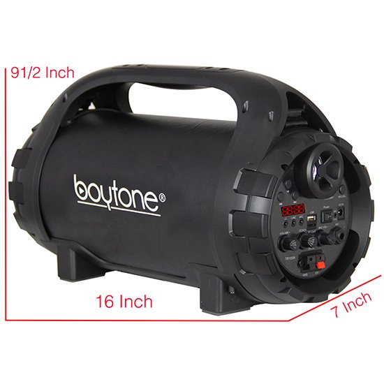 Boytone BT-46BK Portable Bluetooth Indoor/Outdoor 2.1 Hi-Fi Cylinder Loud Speaker Built-in 5.25" + 1.50"