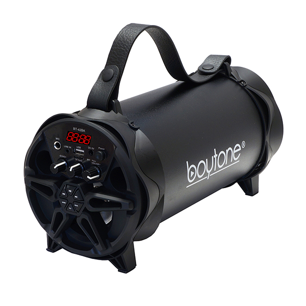 Boytone BT-42BK Portable Bluetooth Indoor/Outdoor 2.1 Hi-Fi Cylinder Loud Speaker with Built-in 4\" + 3