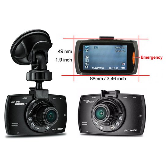 Boytone Dash Cam, with 16GB Micro SD Card Included, Full HD 1080P Monitor Dash Camer