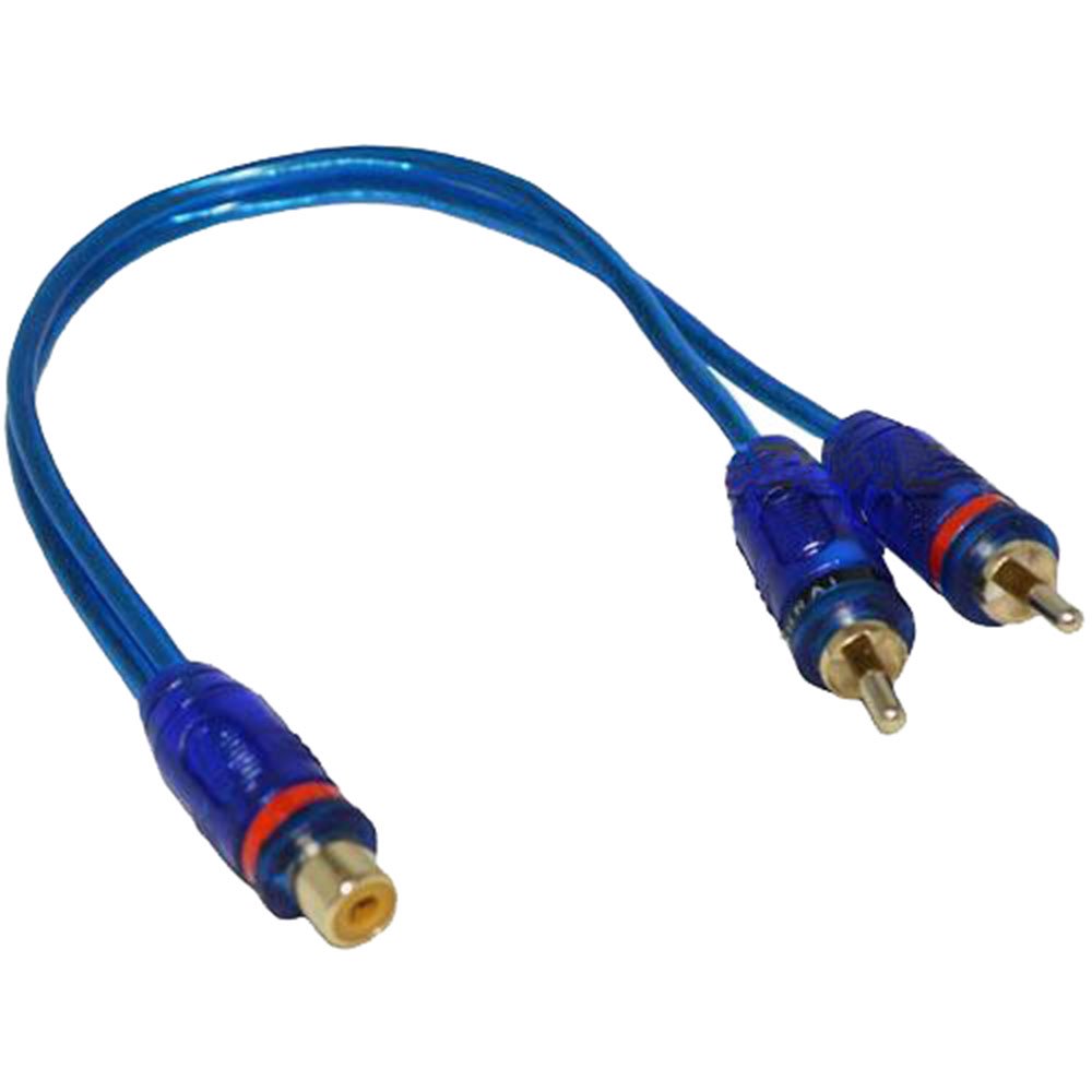 Spiral Shielded 2 Male 1 Female Y-Adapter RCA Audio Cable Wire